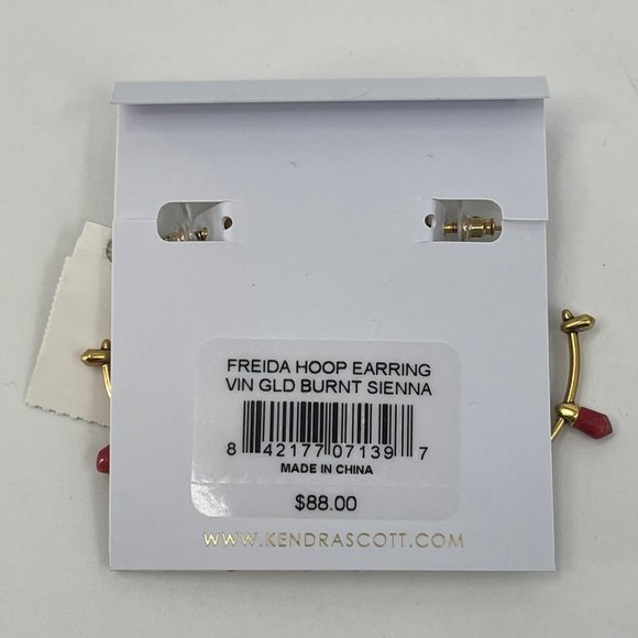 Kendra Scott Gold & Red Freida Hoop Earrings | New With Tags - Picture 3 of 4